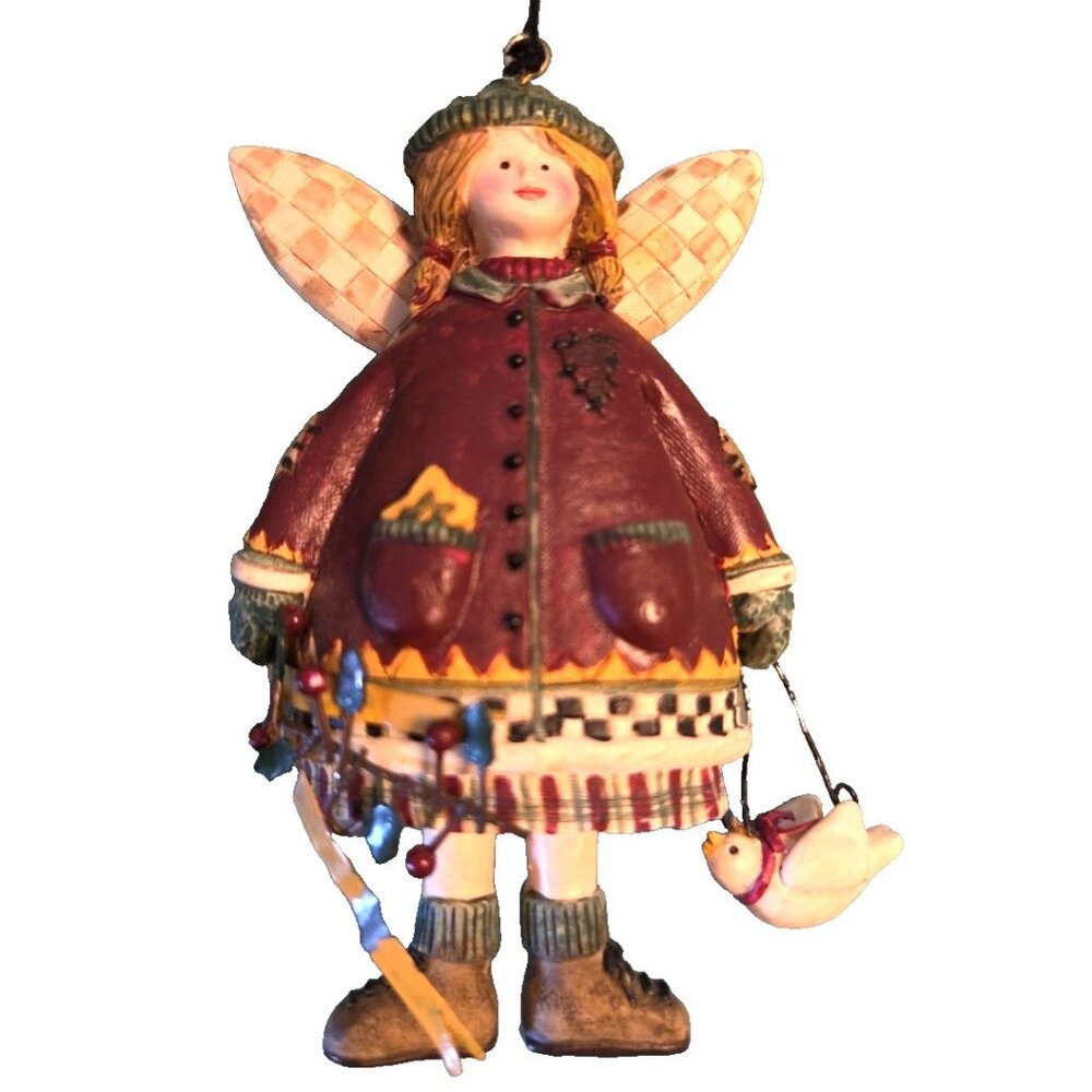 2000 Debbie Mumm Christmas Angel Ornament Bird Lover 4"